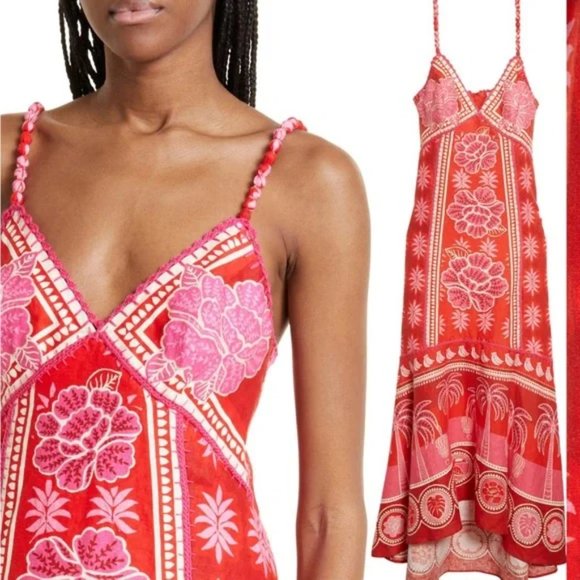 NEW Farm Rio Summer Sunrise Mixed Palm Maxi Dress Size M #1434 - Picture 6 of 13